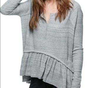 Free People Coastline Tee Peplum Sweater Gray XS